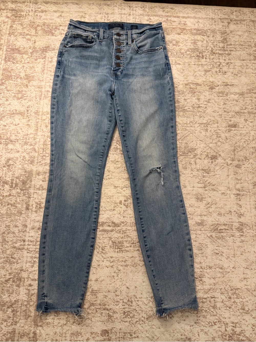 Lucky Brand Bridget High Rise Skinny Jeans  Wash Button Fly Raw Hem Size 4/27